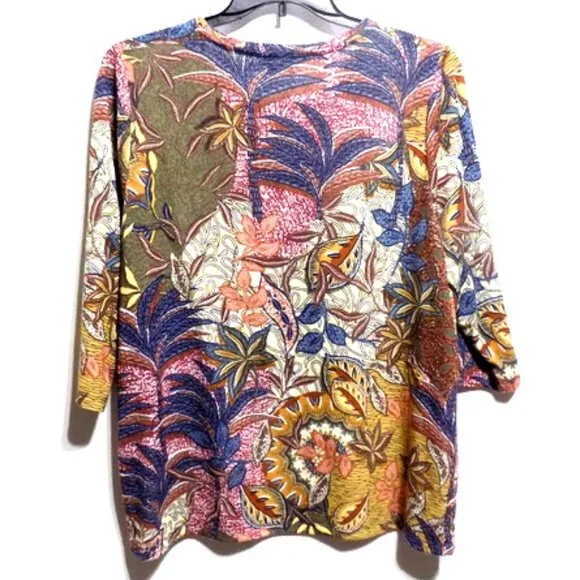 CJ Banks Women’s Multicolor Floral Print 3/4 Sleeve Top – Size: XL - Picture 2 of 10